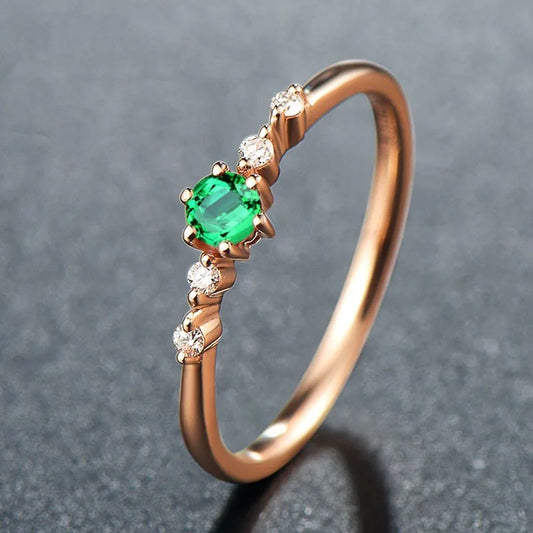 Emerald Gold Rose Ring