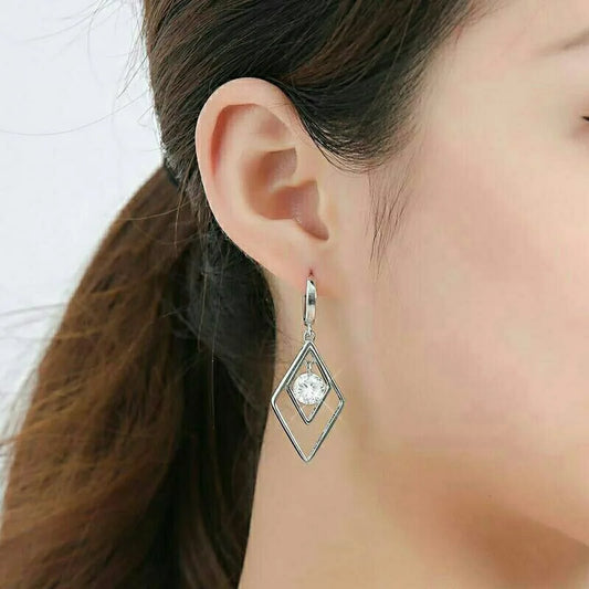 Diamond Silver Earrings